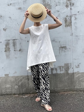 「copine（コピン）のアイテム（シャツ/ブラウス）」を使った、ikuさん（レディース・161cm）の夏コーディネート