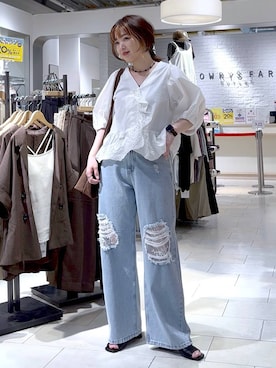 「LOWRYS FARM（ローリーズファーム）のヤワラカルイ２ＷＡＹショルダーＢＡＧ 115210（ショルダーバッグ、ブラウン系）」を使った、かおぽ  さん（レディース・159cm）の春コーディネート