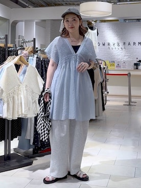 「LOWRYS FARM（ローリーズファーム）のカットイージーカーブパンツ 292362（スウェットパンツ、グレー系）」を使った、かおぽ  さん（レディース・159cm）の春コーディネート