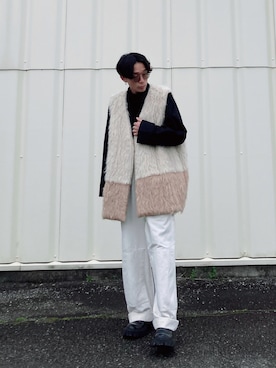 「チャイナシャツ」｜「アイテム（その他アウター）」を使った、SHUSKさん（メンズ・178cm）の春コーディネート