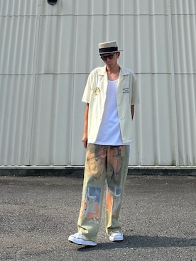 「アイテム（パープル系）」を使った、SHUSKさん（メンズ・178cm）の夏コーディネート
