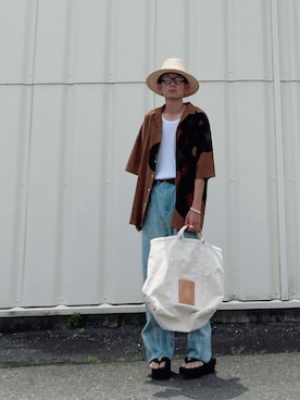 「Johnbull（ジョンブル）のアイテム（帽子）」を使った、SHUSKさん（メンズ・178cm）の夏コーディネート