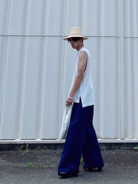 「Johnbull（ジョンブル）のアイテム（帽子）」を使った、SHUSKさん（メンズ・178cm）の夏コーディネート