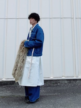 「SHINYAKOZUKA（シンヤコヅカ）のアイテム（デニムジャケット）」を使った、SHUSKさん（メンズ・178cm）の春コーディネート