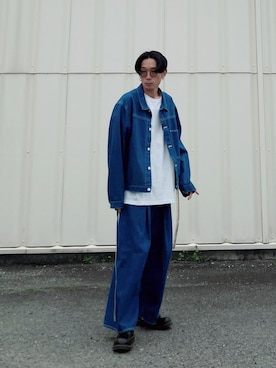 「SHINYAKOZUKA（シンヤコヅカ）のアイテム（デニムジャケット）」を使った、SHUSKさん（メンズ・178cm）の春コーディネート