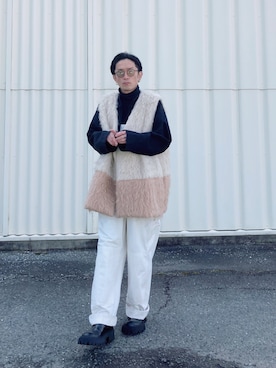「チャイナシャツ」｜「アイテム（その他アウター）」を使った、SHUSKさん（メンズ・178cm）の冬コーディネート