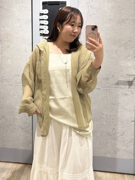 「LEPSIM（レプシィム）のティアードレーススカート　634188（スカート、ホワイト系）」を使った、yumeminさん（レディース・160cm）の春コーディネート