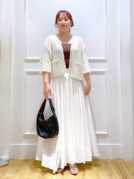 「アイテム（カーディガン/ボレロ、ピンク系）」を使った、yumeminさん（レディース・162cm）の夏コーディネート