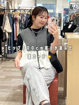 「LEPSIM（レプシィム）のイージーデニムパンツ　630150【KKfashion紹介アイテム】（デニムパンツ、グレー系）」を使った、yumeminさん（レディース・160cm）の春コーディネート
