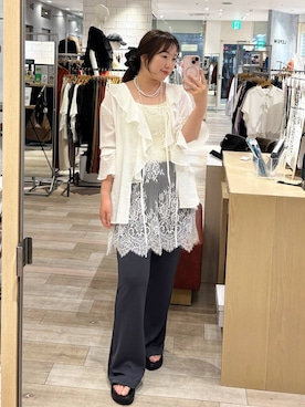 「LEPSIM（レプシィム）のギャザークッションサンダル　638838（サンダル、ブラック系）」を使った、yumeminさん（レディース・160cm）の春コーディネート