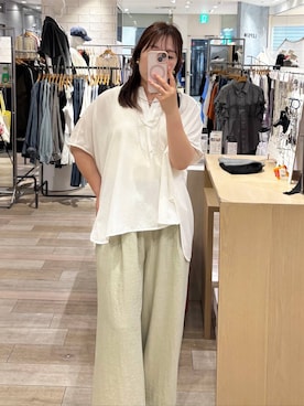 「LEPSIM（レプシィム）の3連ボールネックレス　287544（ネックレス、シルバー系）」を使った、yumeminさん（レディース・160cm）の夏コーディネート
