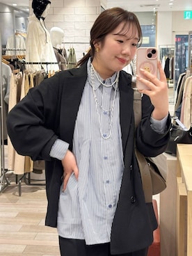 「LEPSIM（レプシィム）の3連ボールネックレス　287544（ネックレス、シルバー系）」を使った、yumeminさん（レディース・160cm）の春コーディネート