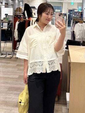 「LEPSIM（レプシィム）のダブルフラップバッグ　645550（ショルダーバッグ、イエロー系）」を使った、yumeminさん（レディース・160cm）の春コーディネート