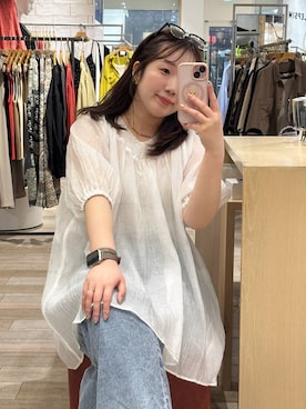 「LEPSIM（レプシィム）のアソート伊達メガネ　630043（メガネ、ブラック系）」を使った、yumeminさん（レディース・160cm）の春コーディネート