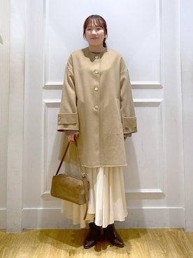 「アイテム（ノーカラーコート）」を使った、yumeminさん（レディース・162cm）の秋コーディネート