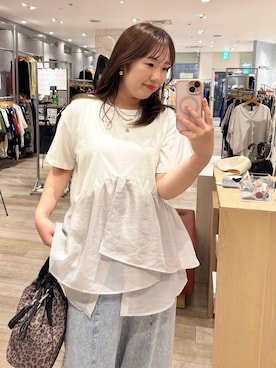 「LEPSIM（レプシィム）の【500mlペットボトルも入る】ユーティリティ巾着バッグ　633023【KKfashion紹介アイテム】（ショルダーバッグ、その他）」を使った、yumeminさん（レディース・160cm）の夏コーディネート