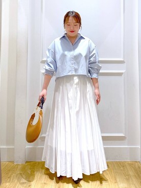 「A part by（アパートバイ）のショートオックスシャツ≪追加2≫（シャツ/ブラウス）」を使った、yumeminさん（レディース・162cm）の春コーディネート