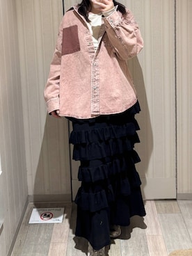 「LEPSIM（レプシィム）の針抜きテレコインナー　601689（Tシャツ/カットソー、ホワイト系）」を使った、yumeminさん（レディース・160cm）の春コーディネート