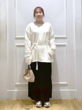 「アイテム（セットアップ、ホワイト系）」を使った、yumeminさん（レディース・162cm）の冬コーディネート