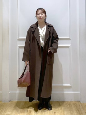 「アイテム（ステンカラーコート）」を使った、yumeminさん（レディース・162cm・30代）の秋コーディネート