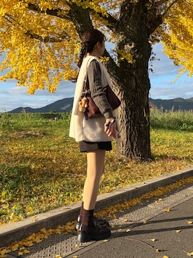 「アイテム（ダウンベスト）」を使った、04naa___さん（レディース・154cm）の冬コーディネート