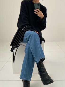 「CEL ANSWER（シーイーエルアンサー）のアイテム（パンツ）」を使った、ARISAさん（レディース・157cm）の秋コーディネート