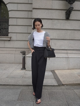 「CEL ANSWER（シーイーエルアンサー）のアイテム（スラックス）」を使った、ARISAさん（レディース・157cm）の夏コーディネート