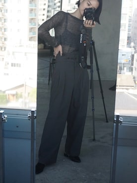 「CEL ANSWER（シーイーエルアンサー）のアイテム（スラックス）」を使った、ARISAさん（レディース・157cm）の夏コーディネート