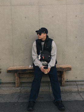 「OAKLEY（オークリー）のアイテム」を使った、FUさん（メンズ・170cm）の冬コーディネート