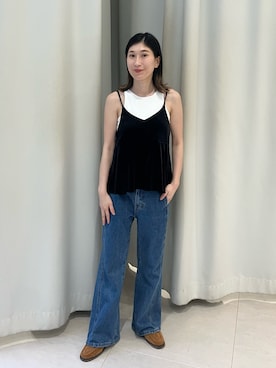 「KBF（ケイビーエフ）のアイテム（キャミソール）」を使った、Ayaki Taguchiさん（レディース・158cm）の秋コーディネート