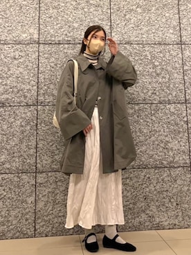 「ECRIRE（エクリール）のアイテム（ステンカラーコート）」を使った、ずんさん（レディース・161cm）の春コーディネート