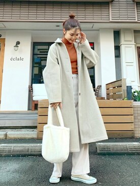 「GRL」｜「アイテム（ステンカラーコート）」を使った、ずんさん（レディース・161cm）の冬コーディネート