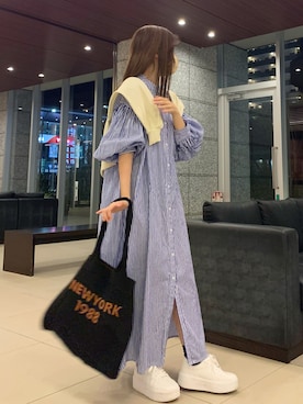 「春服デビュー宣言」｜「アイテム（シャツワンピース）」を使った、ずんさん（レディース・161cm）の春コーディネート