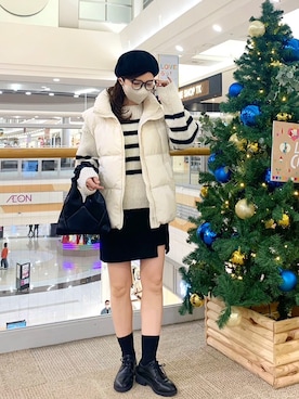 「マイベストコーデ2022」｜「アイテム（ハンチング/ベレー帽）」を使った、ずんさん（レディース・161cm）の冬コーディネート