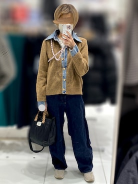 「アイテム（デニムパンツ）」を使った、Yマンさん（レディース・162cm）の秋コーディネート