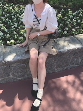 「PETIT BATEAU（プチバトー）のアイテム（キャミソール）」を使った、ヨウさん（レディース・158cm）の夏コーディネート