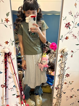 「FANCY CLUB（ファンシークラブ）のアイテム（Tシャツ/カットソー）」を使った、Y🐻N🎸さん（レディース・153cm）の夏コーディネート