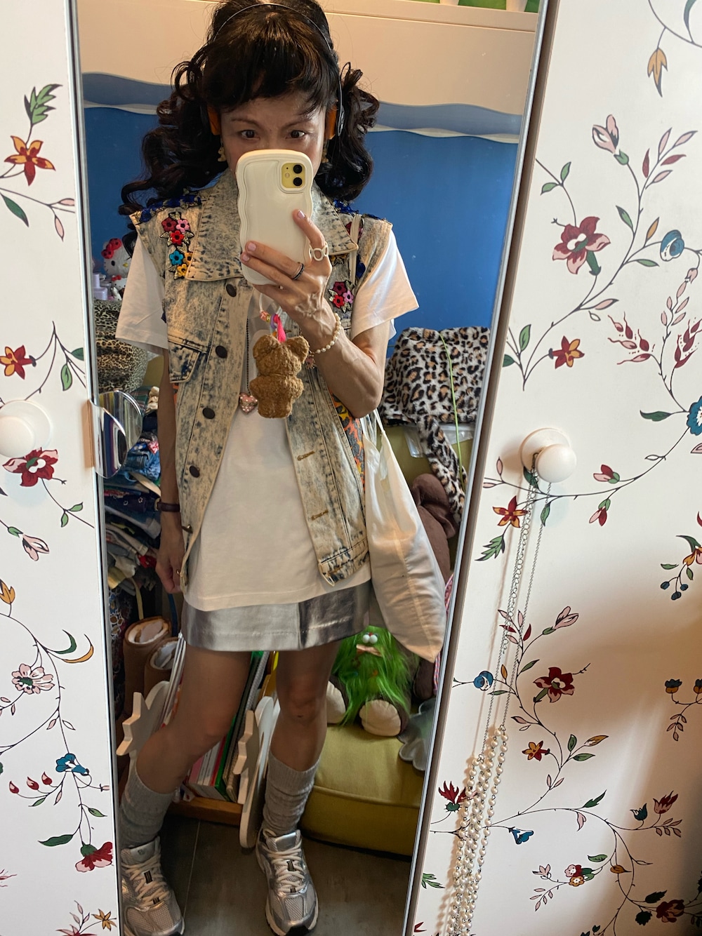 「2022、ootd、outfit、PUMA、New Balance、freckleseoul」｜「freckleのアイテム（スカート、シルバー系）」を使った、Y🐻N🎸さん（レディース・153cm）の秋コーディネートの1枚目の写真