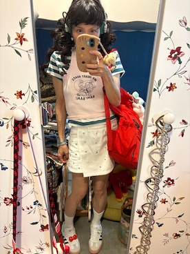 「KANGOL（カンゴール）のアイテム」を使った、Y🐻N🎸さん（レディース・153cm）の夏コーディネート