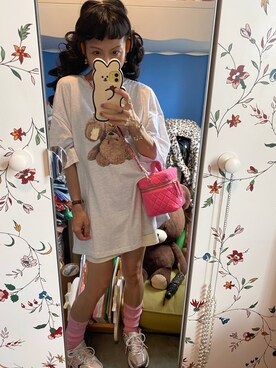 「STYLENANDA（スタイルナンダ）のアイテム（Tシャツ/カットソー）」を使った、Y🐻N🎸さん（レディース・153cm）の夏コーディネート