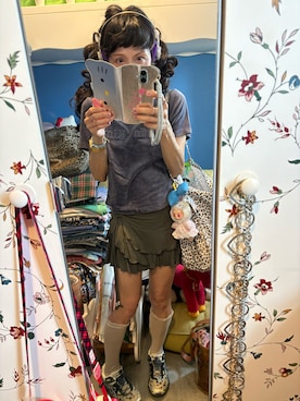 「H&M（エイチ・アンド・エム）のアイテム（ベスト、イエロー系）」を使った、Y🐻N🎸さん（レディース・153cm）の夏コーディネート