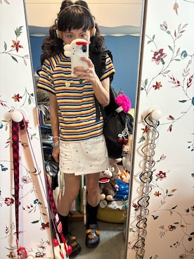 「アイテム（キーホルダー、ベージュ系）」を使った、Y🐻N🎸さん（レディース・153cm）の夏コーディネート