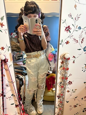 「MOUSSY（マウジー）のアイテム（その他トップス、ブラウン系）」を使った、Y🐻N🎸さん（レディース・153cm）の秋コーディネート