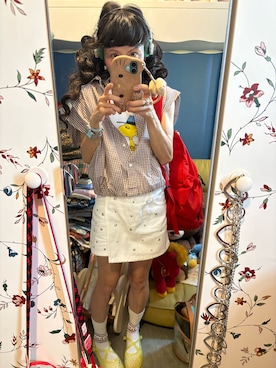 「KANGOL（カンゴール）のアイテム」を使った、Y🐻N🎸さん（レディース・153cm）の夏コーディネート