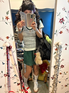 「ZARA（ザラ）のアイテム（ベスト、グリーン系）」を使った、Y🐻N🎸さん（レディース・153cm）の夏コーディネート