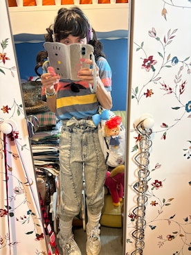 「アイテム（バックパック/リュック、グレー系）」を使った、Y🐻N🎸さん（レディース・153cm）の夏コーディネート