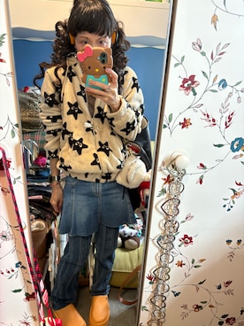 「アイテム（デニムスカート）」を使った、Y🐻N🎸さん（レディース・153cm）の冬コーディネート