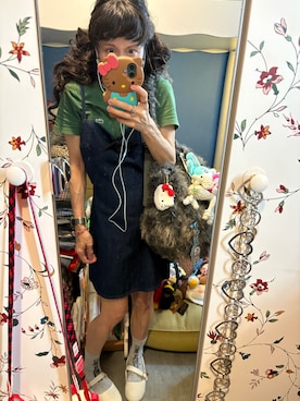 「LACOSTE（ラコステ）のアイテム（Tシャツ/カットソー、グリーン系）」を使った、Y🐻N🎸さん（レディース・153cm）の春コーディネート