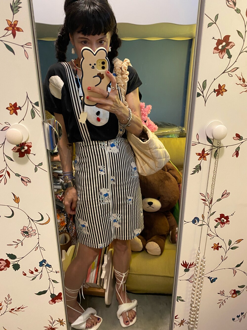 「2021、ootd、outfit、aplz、freckleseoul」｜「freckleのアイテム（おもちゃ、ピンク系）」を使った、Y🐻N🎸さん（レディース・153cm）の秋コーディネートの1枚目の写真