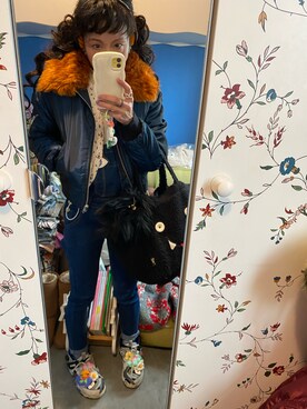 「FOREVER 21（フォーエバー トゥエンティーワン）のアイテム（ミリタリージャケット）」を使った、Y🐻N🎸さん（レディース・153cm）の冬コーディネート